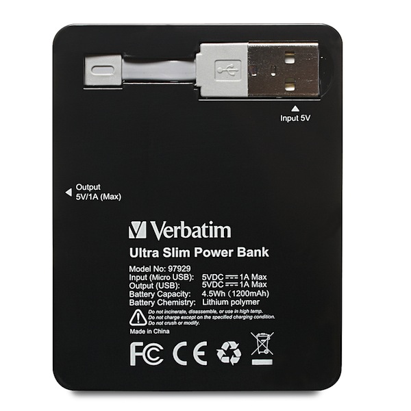 verbatim ultra slim charger power