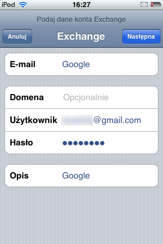 Google Sync Exchange - iphone 2