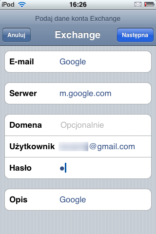Google Sync Exchange - iphone 3