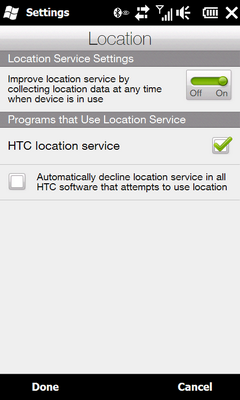HTC Leo HD2 test - SS Sett Location