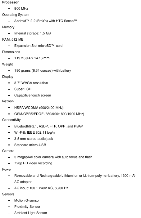 desire z specs