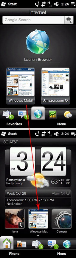 htc touchflo 3d internet tab