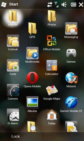 windows mobile 6.5 start menu grid 4 column