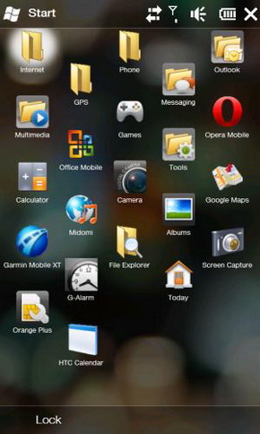 windows mobile 6.5 start menu grid 5 column